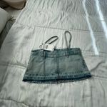 ZARA retro denim skirt cut off spaghetti strap crop top XS NWT Photo 6