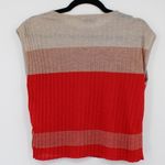 Reserved  Metallic Pleated Knit Top Color Block Striped Cap Sleeves Size Medium Photo 1