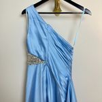 Mac Duggal One Shoulder Charmeuse Gown With Beaded Cutout in Powder Blue US 0 Photo 9