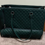 Green Quilted Pleather Travel Tote Bag Photo 0