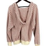THE GREAT. Striped Pullover Hoodie French Terry Oversized Size 0 XS Missing Lace Red Photo 1
