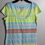 American Eagle  Women Favorite Tee stripe neon T-shirt size‎ Medium Photo 3