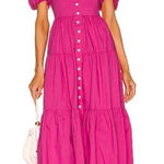 STAUD NWOT  Elio Puff-Sleeve Prairie button down midi pink dress sz 10 Photo 0