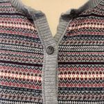 L.L.Bean | gray and red patterned cardigan sweater Photo 5