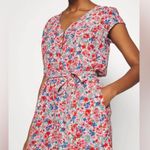 American Eagle  Floral Tie-Back Romper XS Red Blue Pink Summer Boho V-Neck Photo 7