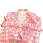 Anthropologie Maeve  Plaid Double Breasted Cropped Blazer Pink White Plus Size 3X Photo 12
