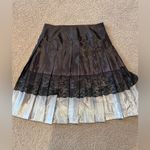 Worthington  Black/Silver Metallic Satin Lace Pleated Whimsigoth Midi Skirt Photo 1