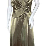 Cachet Vintage Style Champagne Gold Rosette Evening Gown Prom Formal Gala Midi 4 Photo 0