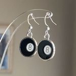 Handmade y2k funky grunge style 8 ball simple dangle earrings 🎲🖤💕 Photo 2