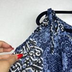 International concepts INC Blue Geometric Cold Shoulder Sleeve Top Sz S Photo 3