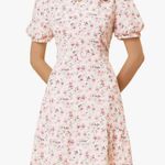 Allegra K NWT Peasant Floral Dress V Neck Ruffles Tiered Puff Sleeves Small-flaw Photo 0