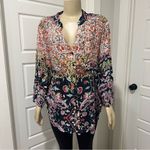 Phool Womens Floral Paisley Print Pleated Top Size 2X Boho Patchwork Y Neck Photo 2
