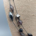 Premier Designs Gun Metal & Black Bead Collar Necklace Multi Strand Chain 20" Photo 3