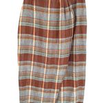 A3 Pied à Terre Brown Plaid Linen Cotton Midi Skirt England Size 12 Photo 0