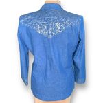 Vintage Jordana Petite Blazer Denim Silver Dots Abstract Art Oversized Western Blue Size undefined Photo 1