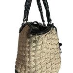 Brighton Vintage Y2K Rafia Woven Black Leather Trim Handbag Photo 2