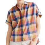 Madewell  Short Sleeve Hilltop Shirt in Rainbow Check Plaid Print Size Medium Photo 0