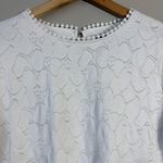 Vince Camuto  Puff Sleeve Lace Textured Blouse Women's Small White Layered Boho Photo 5