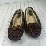 UGG  Women’s Moccasins Slippers Brown Suede Shearling Lined Size 8 Photo 1