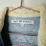 Rebecca Minkoff Light Blue Faux Fur Collar Clark Studded Denim Jacket Size XS Photo 4