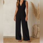 Diane Von Furstenberg  Rawena Wide Leg V-Neck Jumpsuit in Black Photo 7