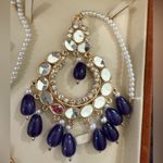 Indian Pakistani Gold and Purple Jewelry Set Photo 2