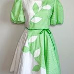 1970s Vintage Gingham Gardens Prairie Swing Dress Green Photo 3