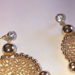 Gold Tone Burgundy Maroon Huge Boho Fringe Pierced Earrings Photo 3