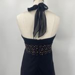 Jones New York Vintage Y2k Silk Dress Halter Neck Beaded Empire Waist Black 6 Photo 8