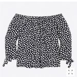 J.Crew ✨ HP✨ Factory women's Black/White Spotted Print Off Shoulder Top✨ Photo 0
