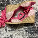 Lilly Pulitzer Women's Pink White Espadrille Wedges Size 8.8 Photo 2