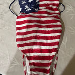 Xhilaration Red, White, and Blue One Piece Swimsuit Photo 0
