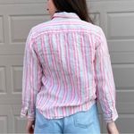 Ralph Lauren 100% Linen Coastal Beachy Striped Button Down Summer Shirt Small Pink Photo 5