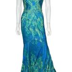 Rene Ruiz Collection Off the Shoulder Fit and Flare Gown Blue Green Women’s Sz 0 Photo 1