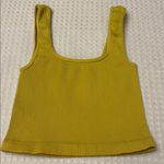 Free People NEW! HAPPINESS RUNS SQUARE NECK Ribbed Crop Top XS/S Gold Green Photo 5