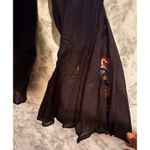 ZARA Trafaluc Boho Black Floral Embroidered Sheer Long Bell Sleeve Peasant Top M Photo 8