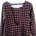 Crimson & Clover Brown Plaid Tunic Top Cutout Back Photo 2