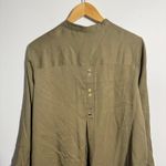 Soft Surroundings Top Women XL Olive Green Mandarin Collar Button Down Lagenlook Photo 6