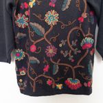 VTG Innovation Sport Womens Sweater Sz S Black Floral Embroidered Boho Artsy 90s Photo 2