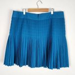 J.Crew Factory Pleated Mini Skirt Teal Blue Flare Flowy Zippered Women's Size 14 Photo 2