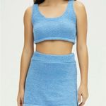 Cider NWT Fuzzy Blue Fleece Knit scoop crop top & mini skirt matching set S/4 Photo 2