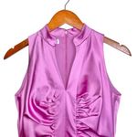 Kay Unger Pink V-Neck Sleeveless Ruched Front Mini Sheath Cocktail Dress Photo 5