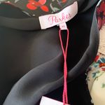 Parker Floral One Shoulder Dress XS Black Multi Lined Tiered Hem NWT Photo 4