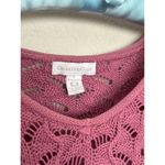 Charter Club Large 100% Cotton Pink Sweater Scallop Open Knit Crochet Photo 4