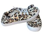 Madden Girl Marisa Faux Fur Lined Cheetah Print Canvas Laced Sneakers size 8.5 Photo 0