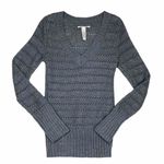 Lucky Brand  Woven Silver Grey Metallic Sweater Small Photo 0