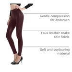 NWT Retro Gong Faux Leather High Rise Leggings Wine Red Large Photo 2