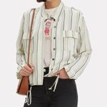 Rails Rowen Coco Striped Linen Blend Utility Short Jacket Size Small Photo 12