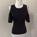 Ganni  Evangel Ruffled Cold Shoulder Knit Top Black Photo 3