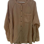 We The Free  Small Oversized raw hem Linen blend long sleeve Photo 0